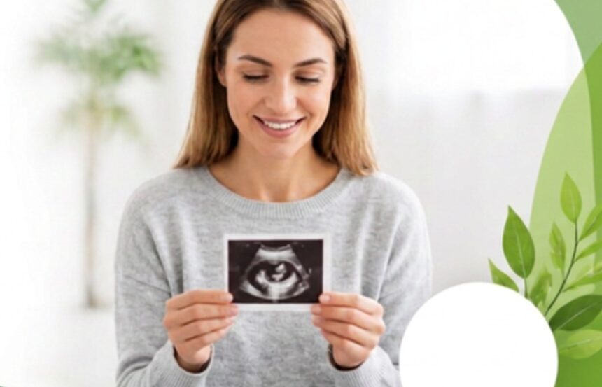 Mujer embarazada observando una ecografia